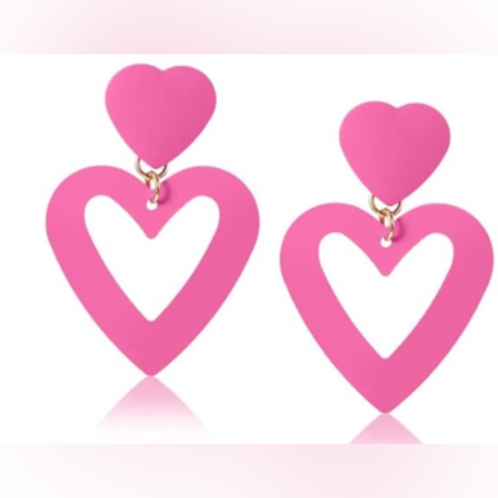 Pink Heart Drop Earrings